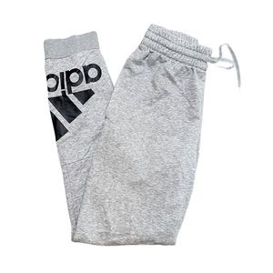 Adidas Mens Gray Joggers with Logo on the Leg